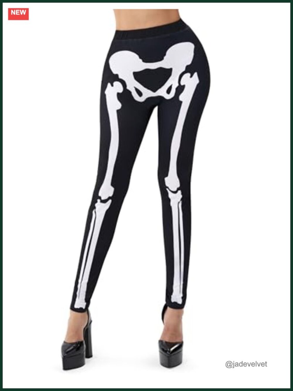 Skeleton Leggings Halloween Costume Punk Skinny High Rise Ankle Length